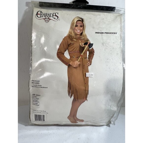 Adult Indian Princess Lady Costume Medium Suede Native American Halloween Medium - Picture 1 of 6